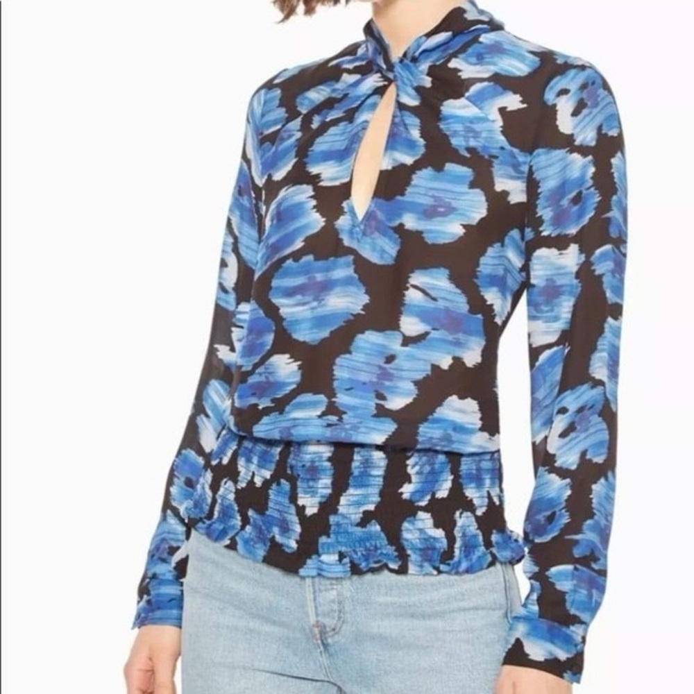 Parker Black and Blue Floral Blouse